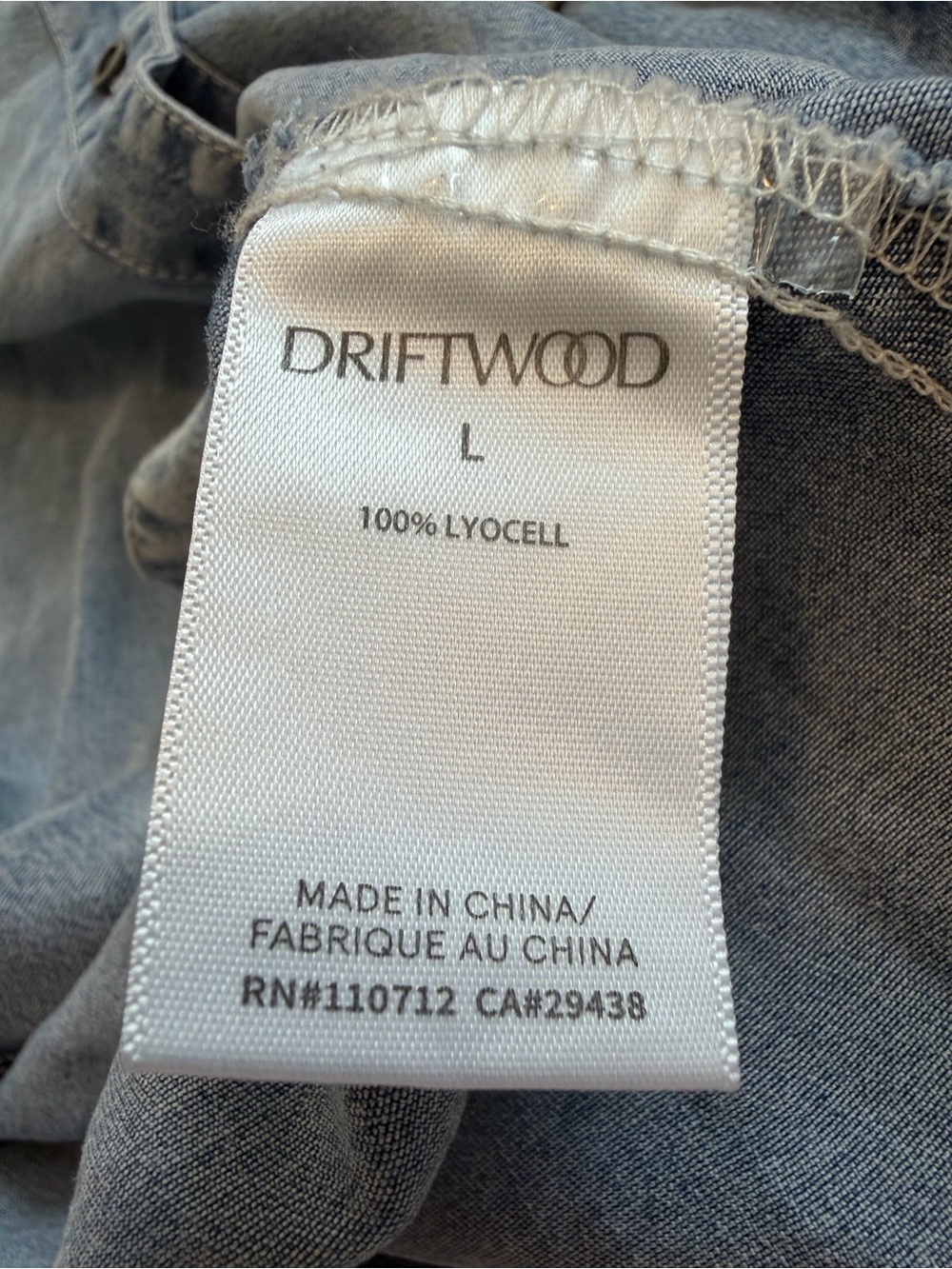 NWT Driftwood Ruffled Denim Chambray Lyocell Eyelet Button Up Western Shirt - Picture 8 of 10